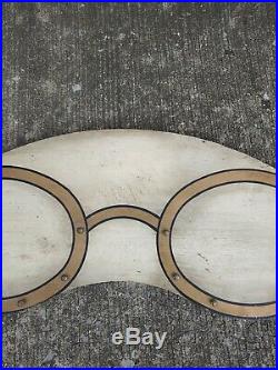 Vintage Folk Art Optometrist Wood Trade Sign Eye Glasses Optical Eyes Painted