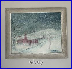 Vintage Folk Art Painting Of Winter Wonderland Snow Scene Chillicothe Ohio
