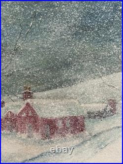 Vintage Folk Art Painting Of Winter Wonderland Snow Scene Chillicothe Ohio