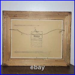 Vintage Folk Art Painting South West Western Farmer Plowing Field 31 x 25