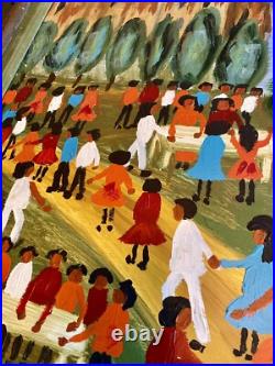 Vintage Folk Art Painting Town Scene Jo Shepherd