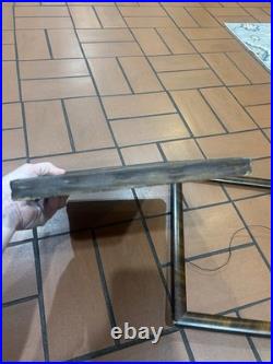 Vintage Folk Art Primitive Oil On Canvas Painting Man/Boy & Dog Detached Frame