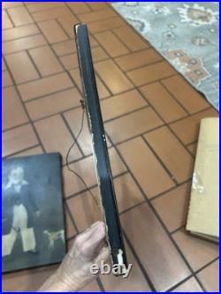 Vintage Folk Art Primitive Oil On Canvas Painting Man/Boy & Dog Detached Frame