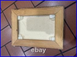 Vintage Folk Art Primitive Oil On Canvas Painting Man/Boy & Dog Detached Frame