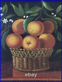 Vintage Folk Art Still Life Oil Painting Oranges After Francisco de Zurbarán
