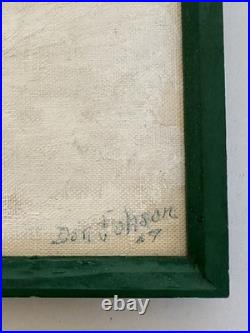 Vintage Folk Art Winter Snow Scene Of Cabin In The Woods Oil Painting Gem