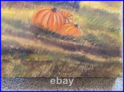 Vintage Folk Art oil painting signed M. Hood Vintage Folk Art oil painting signed M. Hood