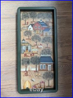 Vintage Framed Hand-painted Art Painting Village Scene Beverly Grant Apples