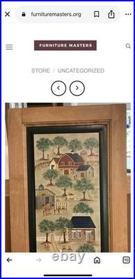 Vintage Framed Hand-painted Art Painting Village Scene Beverly Grant Apples