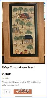 Vintage Framed Hand-painted Art Painting Village Scene Beverly Grant Apples