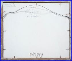 Vintage Golda Clara Shepherd Folk Art Painting Snowy Covered Bridge, Lovely