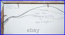 Vintage Golda Clara Shepherd Folk Art Painting Snowy Covered Bridge, Lovely