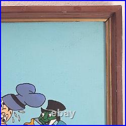 Vintage Goofy & Jiminy Cricket Painting on Canvas Disney Cartoons Signed YM Yoor