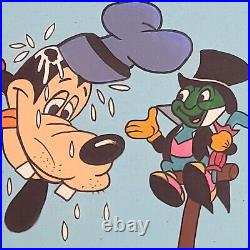 Vintage Goofy & Jiminy Cricket Painting on Canvas Disney Cartoons Signed YM Yoor