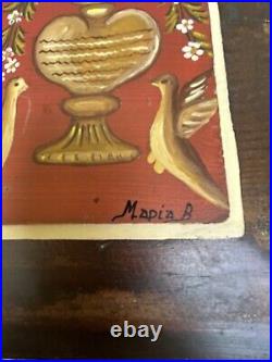 Vintage Greek Folk Art Signed Painting On Board Chiotikos Panokaselos Mapia B
