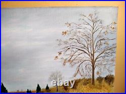 Vintage HOWARD SPINDLER Folk Art Oil Painting on Canvas. Quiet Landing