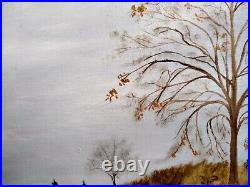Vintage HOWARD SPINDLER Folk Art Oil Painting on Canvas. Quiet Landing