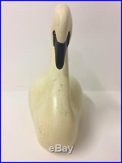 Vintage Hand Painted Wood Tundra Swan Bird Decoy Folk Art Duck Antique Game Hunt