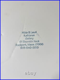 Vintage Hilda Kaihlanen Cape Ann, Mass. Marina Watercolor Painting Folk Art