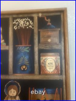 Vintage Huntington Folk Art Oil On Canvas Shadow Box Scene 27x33