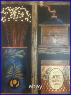 Vintage Huntington Folk Art Oil On Canvas Shadow Box Scene 27x33