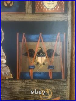 Vintage Huntington Folk Art Oil On Canvas Shadow Box Scene 27x33