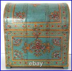 Vintage Indian painted alcohol chest, bohemian, decorative, storage, folk art
