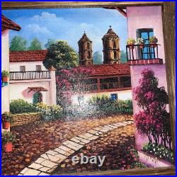 Vintage Indigenous Folk Art Vibrant Oil Painting On Board