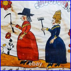 Vintage JOAN RAAB Original SIGNED Pennsylvania Fraktur FOLK ART WATERCOLOR Frame