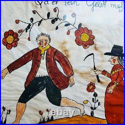 Vintage JOAN RAAB Original SIGNED Pennsylvania Fraktur FOLK ART WATERCOLOR Frame