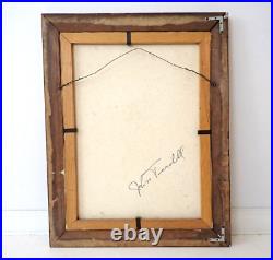 Vintage John Turnball Folk Art Oil Painting Ocean City NJ Girl with Guitar