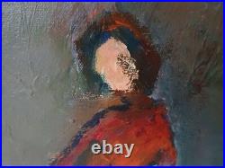 Vintage John Turnball Folk Art Oil Painting Ocean City NJ Girl with Guitar