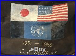 Vintage Korean War Folk Art Painted Military Denim Suitcase WWII Japan Pinup NR