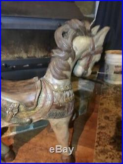 Vintage Large Carved Wooden Roman Chariot Horse. Hand Painted. Folk Art