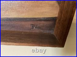 Vintage MCM Still Life Oil Painting 1960s Blue Farmhouse Kitchen Folk Art Signed