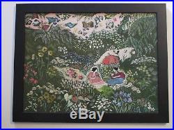 Vintage MID Century Painting Signed Boeris French Russian Folk Whimsical Mod