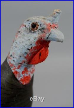 Vintage M. Ashlan Folk Art Carved & Painted Wood Bird Carvings Turkey & Pheasant