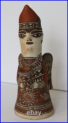 Vintage Mexican Folk Art Hand Painted Guerrero Angel Ameyaltepec Pottery