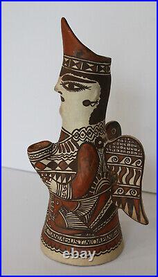 Vintage Mexican Folk Art Hand Painted Guerrero Angel Ameyaltepec Pottery