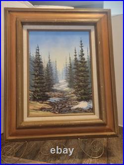 Vintage Mohon Oil On Canvas Painting Signed Landscape Framed Matted Folk Art Vintage Mohon Oil On Canvas Painting Signed Landscape Framed Matted Folk Art