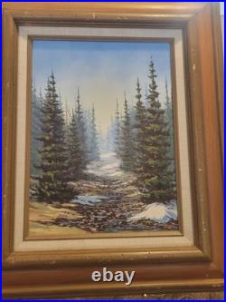 Vintage Mohon Oil On Canvas Painting Signed Landscape Framed Matted Folk Art Vintage Mohon Oil On Canvas Painting Signed Landscape Framed Matted Folk Art
