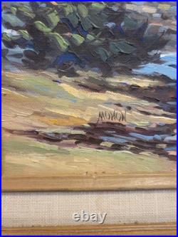 Vintage Mohon Oil On Canvas Painting Signed Landscape Framed Matted Folk Art Vintage Mohon Oil On Canvas Painting Signed Landscape Framed Matted Folk Art