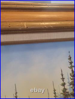 Vintage Mohon Oil On Canvas Painting Signed Landscape Framed Matted Folk Art Vintage Mohon Oil On Canvas Painting Signed Landscape Framed Matted Folk Art