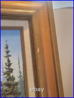 Vintage Mohon Oil On Canvas Painting Signed Landscape Framed Matted Folk Art Vintage Mohon Oil On Canvas Painting Signed Landscape Framed Matted Folk Art