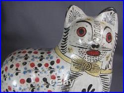 Vintage Museum Quality Mexican Rare Tonala Pottery Cat Folk Art Ceramic Painted