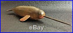 Vintage Narwhal Dfd Fishing Decoy Dave Perkins Folk Art Hand Carved Painted Rare