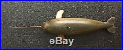 Vintage Narwhal Dfd Fishing Decoy Dave Perkins Folk Art Hand Carved Painted Rare