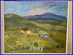 Vintage Norway Elida Jorde Kristiansen Signed Oil Painting Mountain Landscape