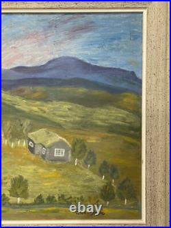 Vintage Norway Elida Jorde Kristiansen Signed Oil Painting Mountain Landscape