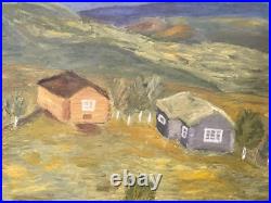 Vintage Norway Elida Jorde Kristiansen Signed Oil Painting Mountain Landscape